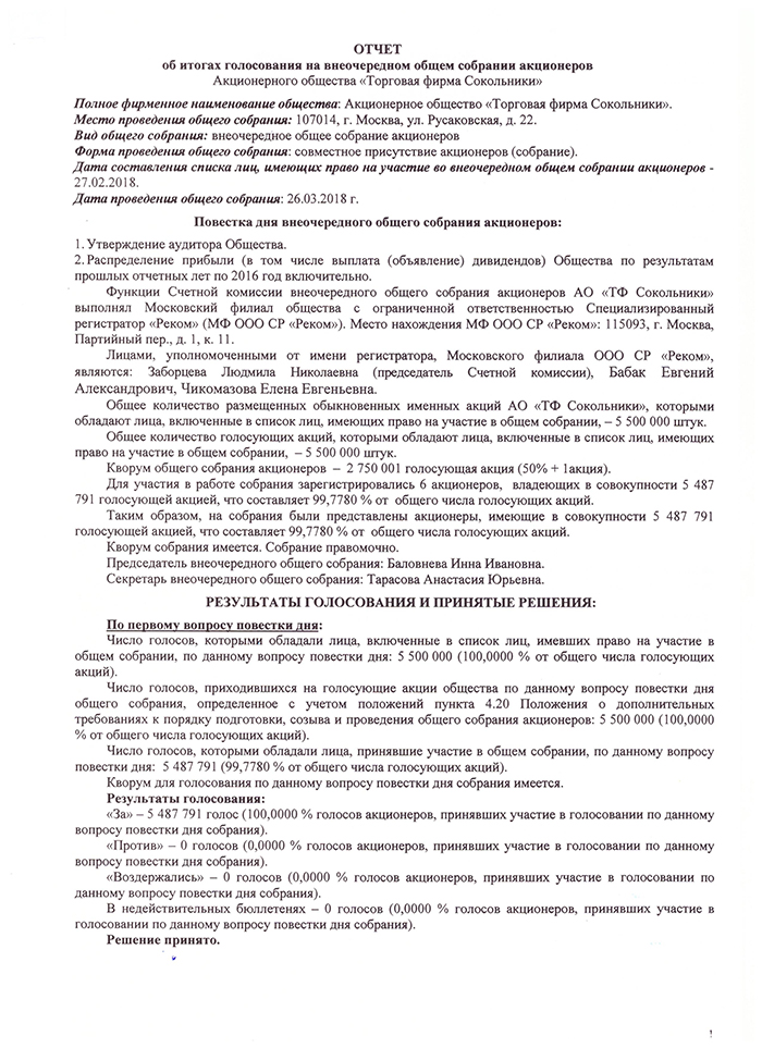 Отчет собрания